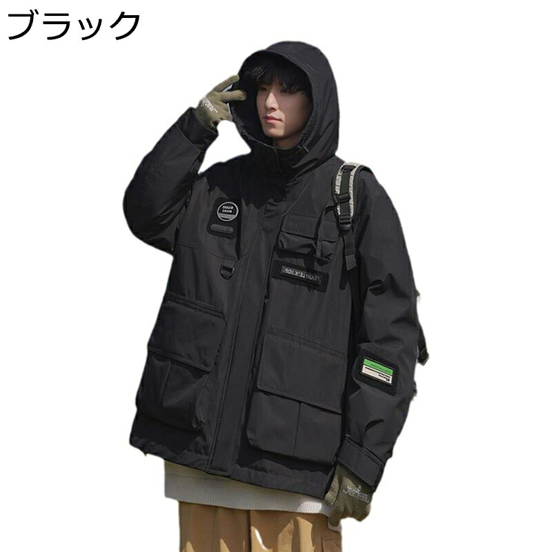 マウンテンジャケット メンズ ワークジャケット 冬服 中綿 アウトドア キャンプ ハイキング 防寒アウター 防風 防雪 撥水性 極暖 コート 普段着 ウィンドブレーカー 真冬対応 ファッション