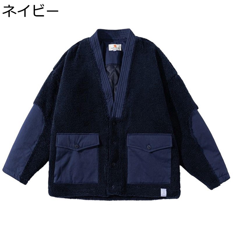 ボアブルゾン メンズ 中綿ジャケット 防寒服 ショート丈 裏キルト 大きいサイズ 無地 保温防風 耐摩耗 快適 ゆったり ボタン サイドポケット おしゃれ 仕事着 デイリー ウォーキング お出かけ 冬