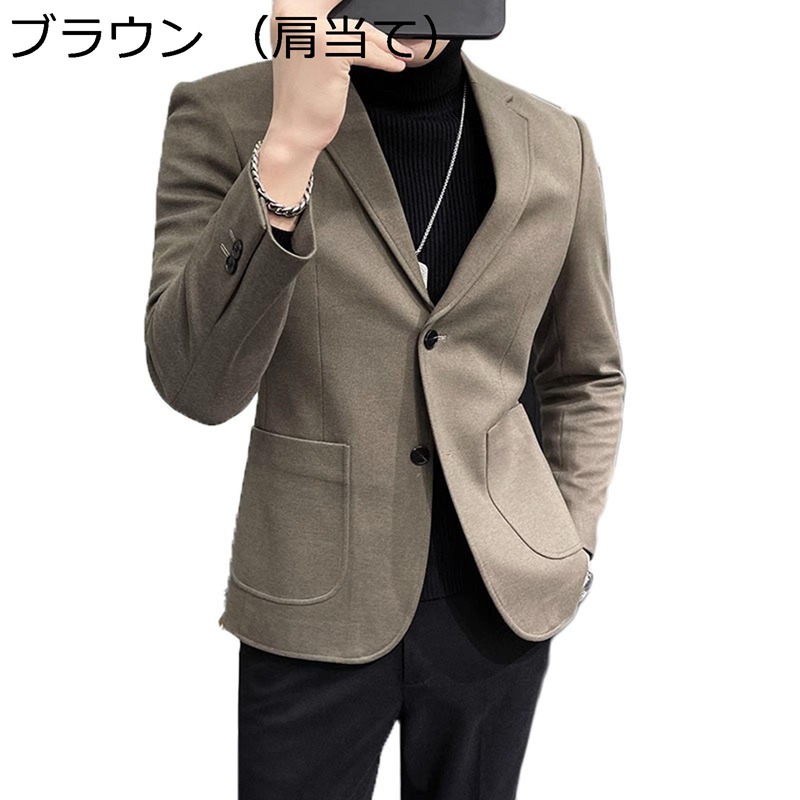 スーツジャケット メンズ テーラードジャケット ツイードスーツ 2 つボタン 肩パッド 無地 ポケット付 長袖 春夏秋冬 着心地良好 ビジネス 紳士 レモートワーク在宅勤務 通学 入社式