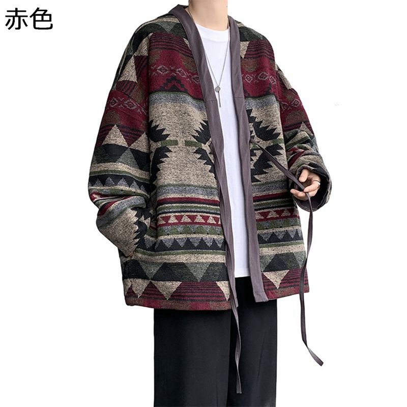 メンズ 中綿ジャケット 中華風 リバーシブル エスニック柄 カーディガン 厚手 カジュアルジャケット 防寒防風 長袖 秋 冬 ひも付き 柔らかい 通勤 トップス 大きいサイズ 伝統的 中国風