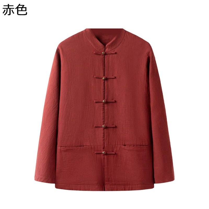 メンズ チャイナ風 スーツジャケット 長袖シャツ 長袖 唐装 コットン 無地 春秋服 チャイナボタン 軽量 スタンドカラー 伝統的 カンフー衣装 伝統服 アウター 大きいサイズ 民族風｜magnifico18