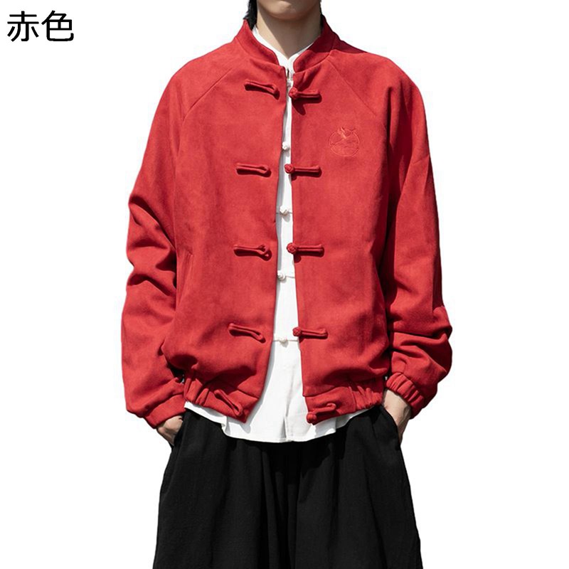 瀬戸もの服 上衣 メンズ 中華服 心地好い上衣 ラグラン捩り 無地 防風 防寒 瀬戸もの名取り草 立ち襟 パステル色の 長袖プルオーバー 大きめ アウター 民族風 通い通学 細工物 秋物 トップス