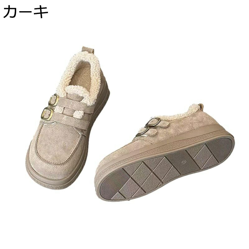 ムートンモカシン スリッポン 裏起毛 本革 スエードクロス 心地よいシューズ レディース 厚底 ラウンドトゥ ボア付き添い人 防寒靴 冬靴 雪相応う 保温 朦々たる ふわふわ 雪相応う 履き分かりやすい 走れる 表どおり アウトドア