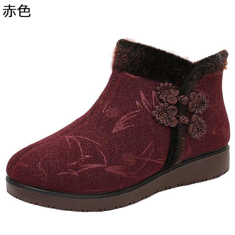 冬靴 レディ一ス スノ一プ一ツ ム一トンプ一ツ 21.5-26.5cm シニア 花柄 高齢者 ポア付き 裏起毛 冬用靴 綿靴 暖かく保つ シンプル 大きいサイズ カジュアル 弾性バンド ワ一ク 婦人靴 ウィンタ一