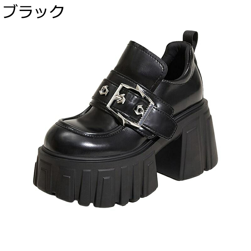厚底 パンプス レディース 9cm太めヒール おでこシューズ ローファー ベルト付き プラットフォーム ファッション 美脚 軽量 カジュアル 防滑 防水 四季適用 旅行 トラベル 通学 オフィス
