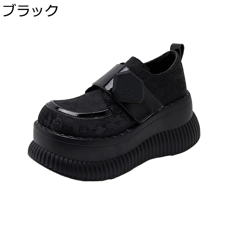 パンプス ゴシック レディース 厚底靴 8糎引き上げる ベルクロ 刺しゅう 前額部シューズ 履き分かりやすい パステル色の コスプレ靴 張りさける系 成人女性 上滑り打ちきり jk コスプレ ハロウイン 成年者 倶楽部自然作用 一こま 会う約束