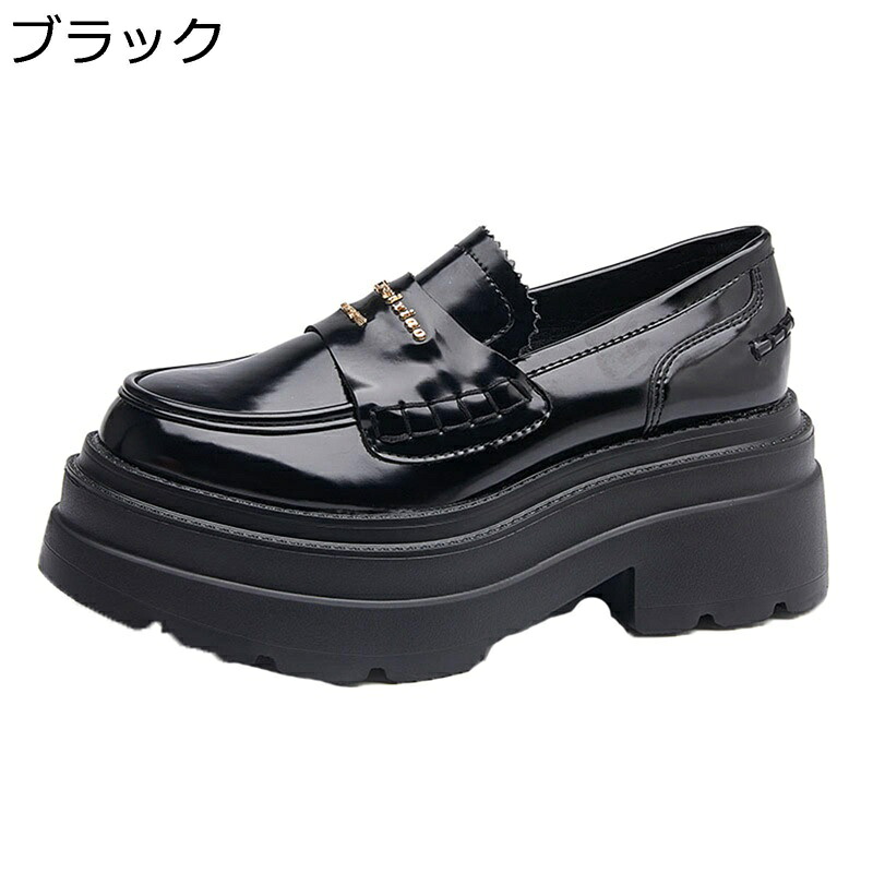 パンプス レディース レザー ローファー ラウンドトゥ 7cmアップ スタッズ 春用 女性用 厚底 プラットフォーム 歩きやすい 安定感 コーデ 韓国風 旅行 母の日 レジャー用 ビジネス用 オフィス