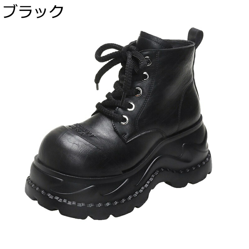 ショートブーツ 厚底靴 レディース 短靴 8cmアップ サイドジップ ミドル丈 袴用ブーツ おでこシューズ レザー 身長アップ 足細 着脱簡単 秋用 着回し 柔らか 防水 防滑 カジュアル 通勤 旅行