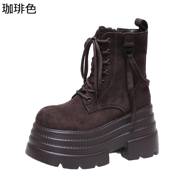 ショートブーツ レディース 厚底靴 10cm身長UP オシャレ 袴用ブーツ サイドジップ スエード皮革 足細 コンフォート 履きやすい 幅広 柔らかい 短靴 秋冬 ソフト 防滑 カジュアル 旅行 パーティ｜magnifico18