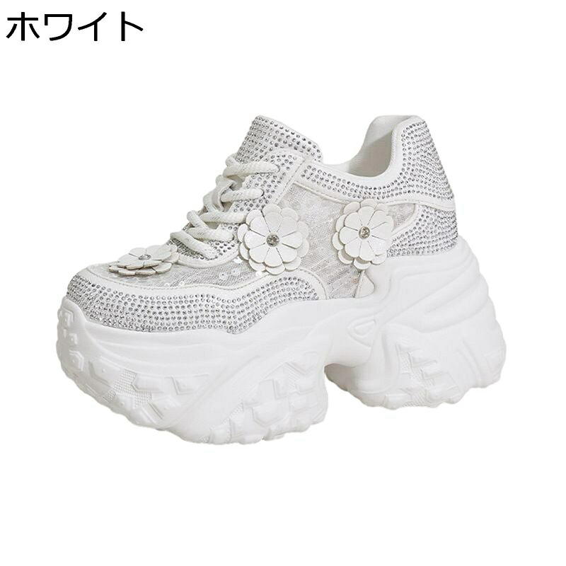 厚底靴 レディース インヒールスニーカー 花 シークレットシューズ 10cm身長アップ スパンコール メッシュ 美脚 かわいい 軽量 カジュアルシューズ 運動靴 耐久性 防滑 履きやすい 通年 旅行 通学