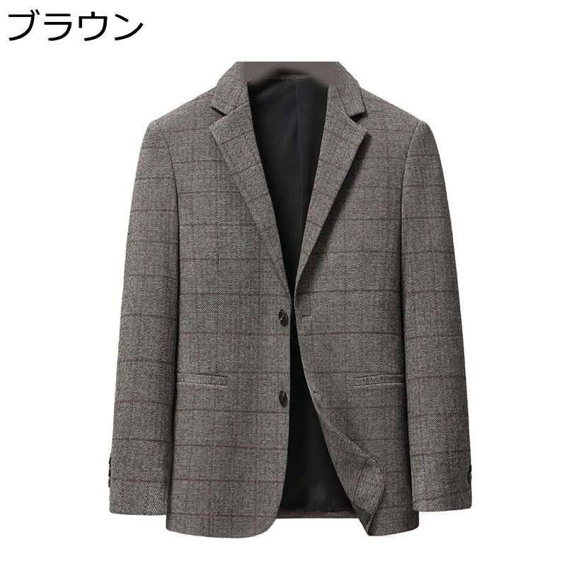 スーツジャケット メンズ テーラードジャケット ゆったり チェック柄 ノッチドラペル 単品 長袖 ビジネス会議 通勤 オフィス 紳士 ビジネススーツ 結婚式 オールシーズン対応 肌触り良い
