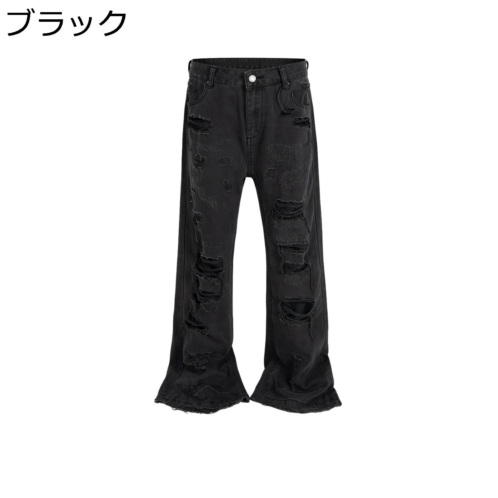 ワイド ロングパンツ デニムパンツ メンズ Gパン ダメージ加工 ブーツカット 裾広い 長ズボン カジュアル ルーズ リラックス ベーシック おしゃれ ヒップホップ 春物 秋冬 街着 B系 ヴィンテージ｜magnifico18 8,013円