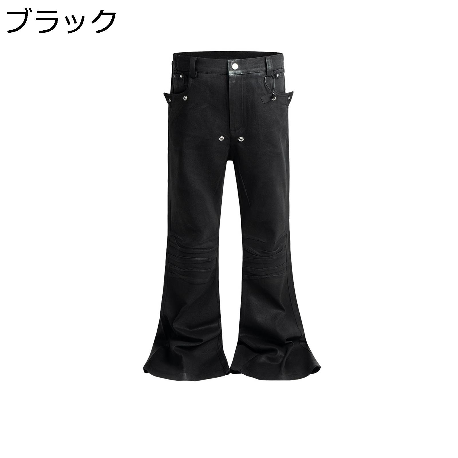 ジーンズ ロングパンツ メンズ デニムパンツ フレア シューカット 裾広い Gパン 紳士用 長ズボン ビッグシルエット 立体裁断 スタッズ おしゃれ ヒップホップ 春夏秋 街着 復刻 ストリート系