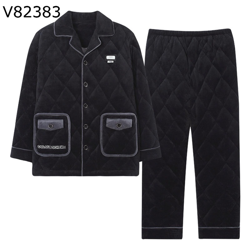 パジャマ 中綿 ルームウェア メンズ 冬 長袖 ロングパンツ 上下セット フランネル 厚手 防寒 あったか 前開き 衿付き 裏ボア もこもこ ゆったり 大きいサイズ 家着 お出かけ