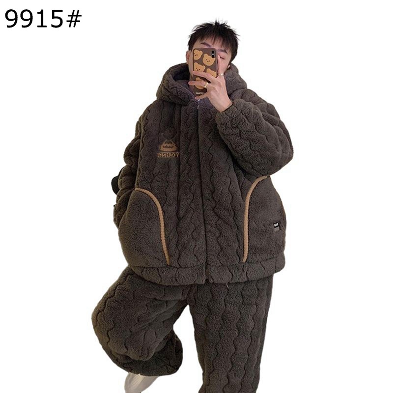 フランネル パジャマ 中綿 メンズ フード付き ジップアップ 冬用 ルームウェア 部屋着 前開き アウター 上下セット ボトムス 厚手 保温 あったか ふんわり ワイド 男性 リラックス｜magnifico18 6,186円