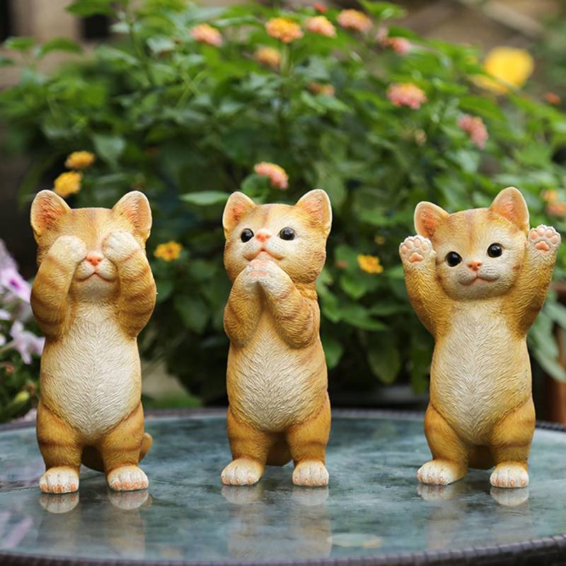ガーデンオーナメント 猫 ねこ 猫 脂飾りつけ 室内装飾 即物的感 もこもこ感 苑地飾りつけ 縁側 運動場 お庭 室外 庭飾りつけ 室外用塑像群 開運グッズ 癒しグッズ 芸術品 園芸備品 園芸雑貨 本物