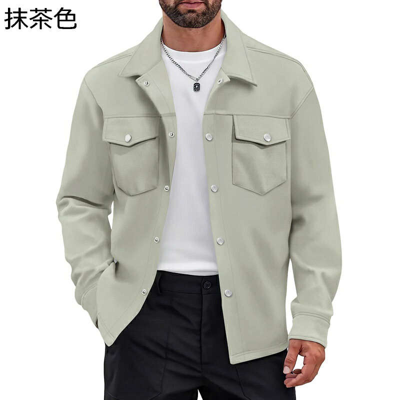 カジュアルジャケット メンズ シャツジャケット 長袖 胸ポケット 折り襟 ボタンダウン カジュアル 秋冬服 防風 防寒 パーカー シンプル 大人 ゆったり かっこいい 登山 サバゲー キャンプ