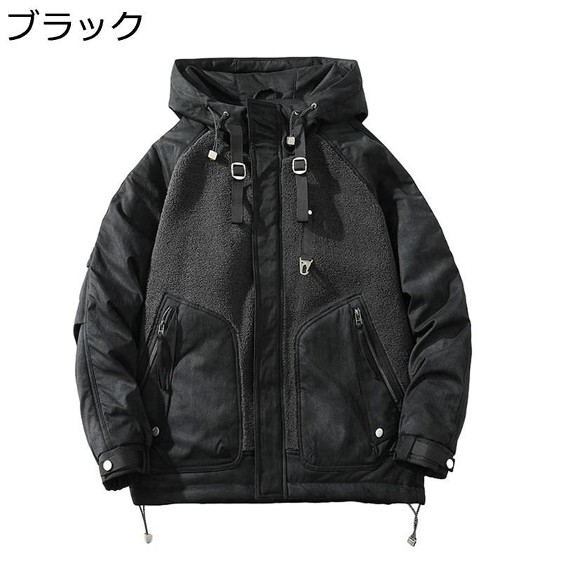 メンズ 中綿ジャケット ラムウール 厚手 ショート丈 通勤 ワークジャケット 中わたアウター カジュアル 防寒 アウター 軽い ミリタリー 動きやすい 冬服 ゆったり ストリート系 個性 お出かけ