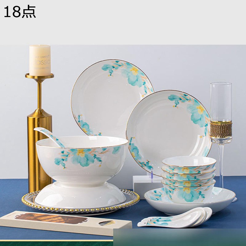 碗セット 皿セット 食器 白 緑 花柄 18-60点セット 中華料理 前菜プレート 醤油皿 円形 調味料皿 和食器 和菓子 小鉢 丼 おしゃれ セラミックス おしゃれ 電子レンジ 食洗機対応 夫婦茶碗 家族用 店用