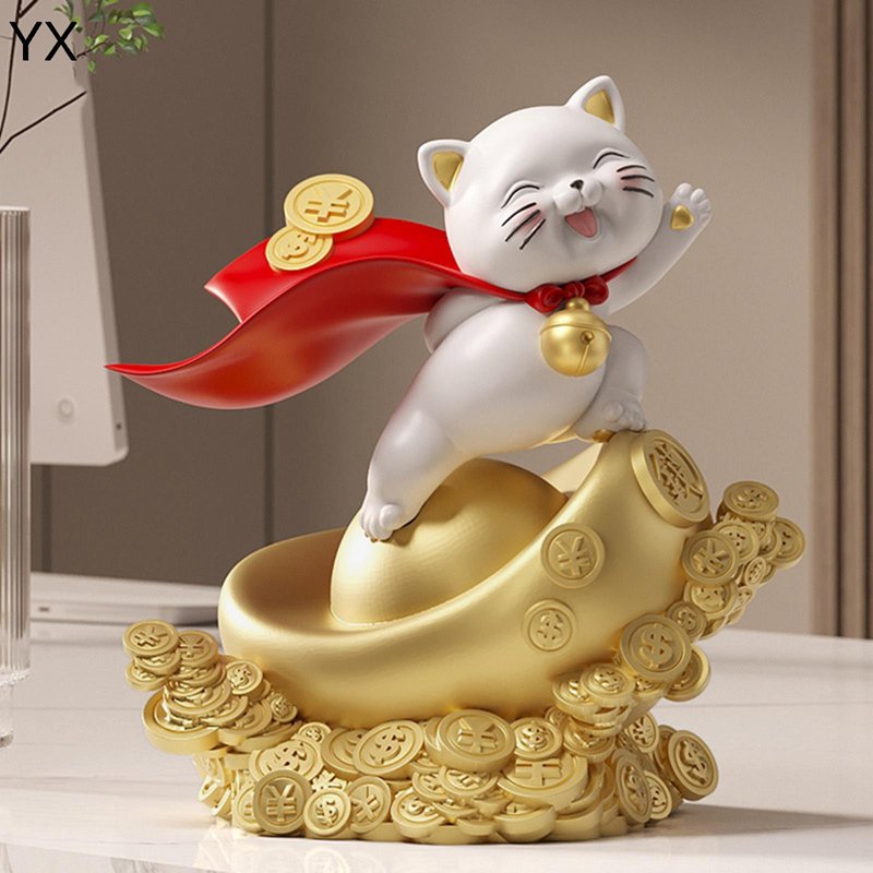 招き猫 置物 オブジェ 可愛い猫 幸せのインテリア かわいい お金を招く 金運招来 運気アップ 元気 職場 卓上 玄関 インテリア 店飾り スタイリッシュ 玄関の置物 新築開店 誕生日プレゼント