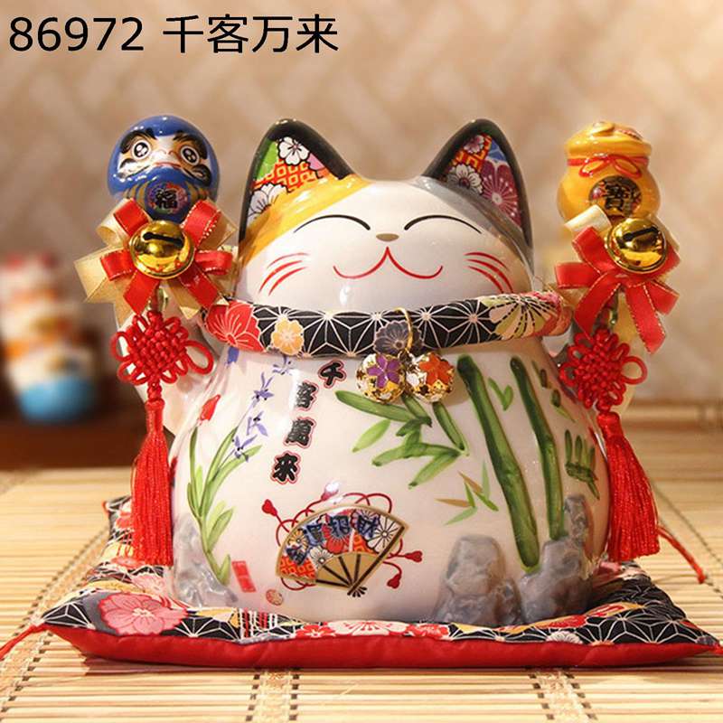 招き猫 飾りつけ 開運招財 瀬戸もの 彩絵 金運 座蒲団付 お店 店飾りつけ お引き立て華めく 開店祝賀会や開業祝賀会に 食べ物屋 営造開店 差し上げ物 幸?附身符 差し上げ物 亭主持ち安全性のある 佇まい営造 堅苦しさ感のあるかざり付ける