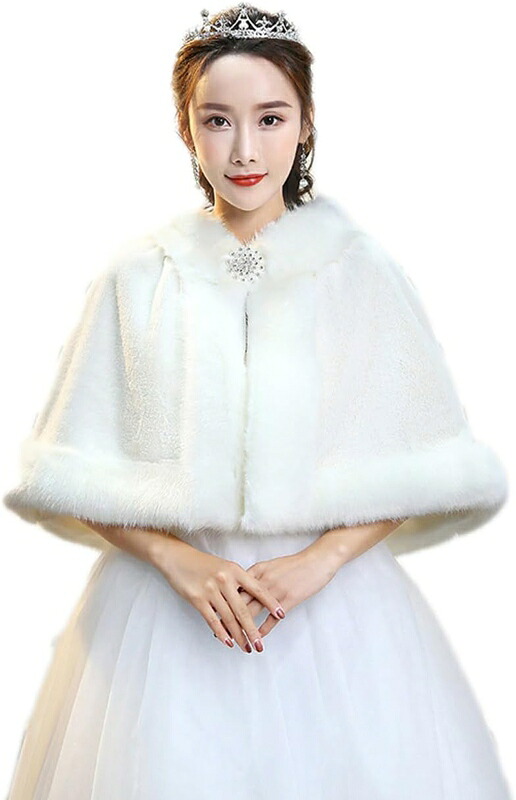 ストール ブライダルケープ 冬のケープ ウエディングショール ウエディング 肩掛け ボレロ 花嫁 結婚式 ケープ 秋 冬 ケープ 柔らかいフェイクファー ケープ ボレロ 白 赤 結婚式 発表会 ふわふ
