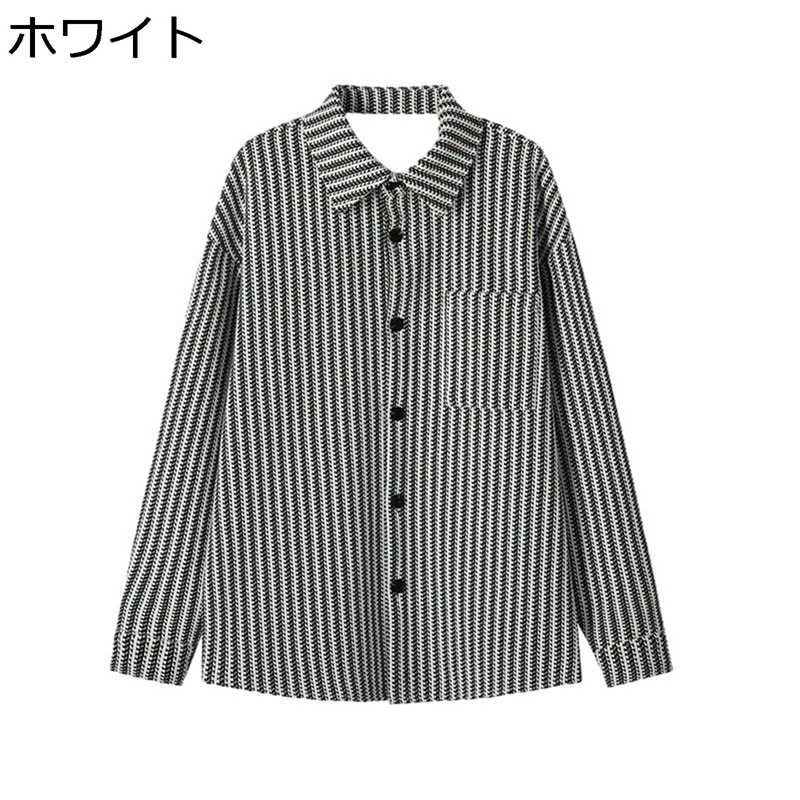 ストライプ柄 シャツジャケット メンズ 開襟シャツ カジュアル 厚手 形態安定 ヘビーウェイト ヴィンテージ アメカジ ゆる 体型カバー ファッション ゆったり アウター 折り襟 ショットコート 春秋