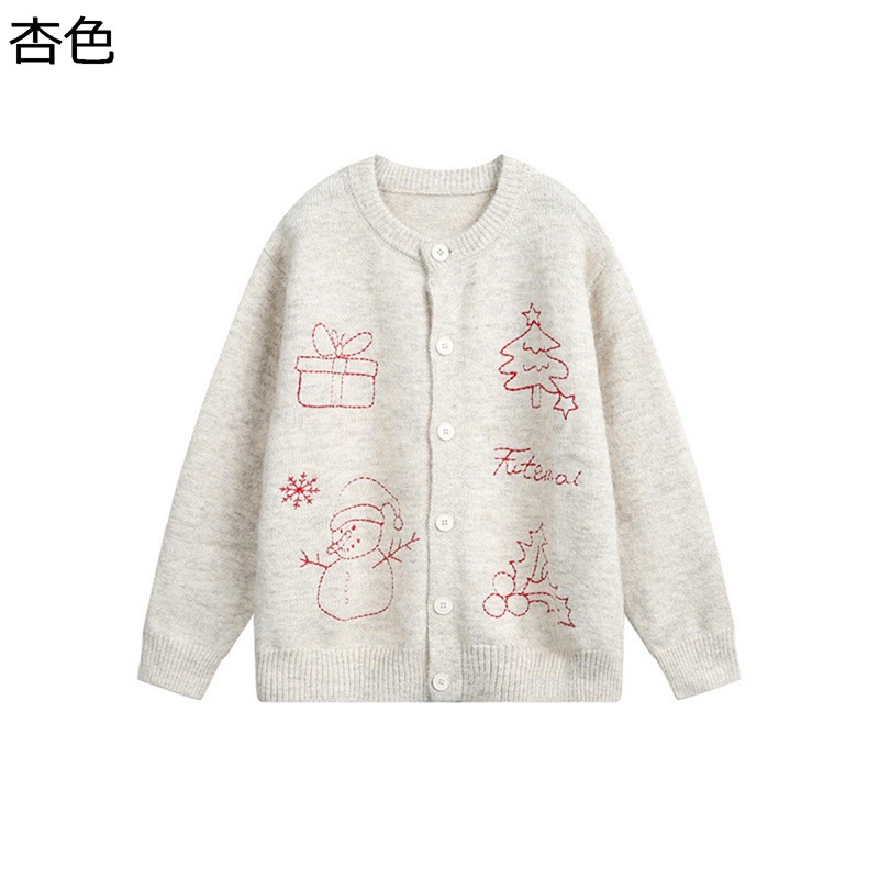 メンズ ニットカーディガン 刺繍 クリスマス アウター セーター 丸首 ニットジャケット カジュアル 快適 柔らか 保温性 長袖 前開き 羽織 ゆったり ファッション 秋冬春|magnifico18