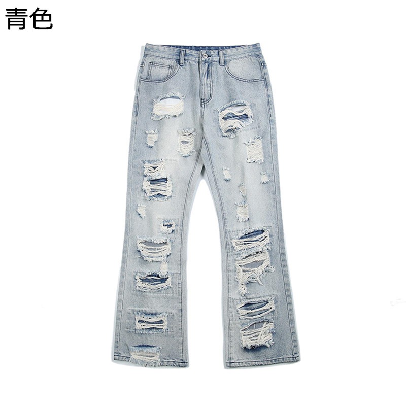 メンズ デニムパンツ ジーンズ Gパンダメージ加工 ブルー 青 薄手 体型カバー ファッション 着回しやすい ファッション ロングパンツ リラックス 着痩せ 発汗性 ボトムス 男女通用 春 夏 秋