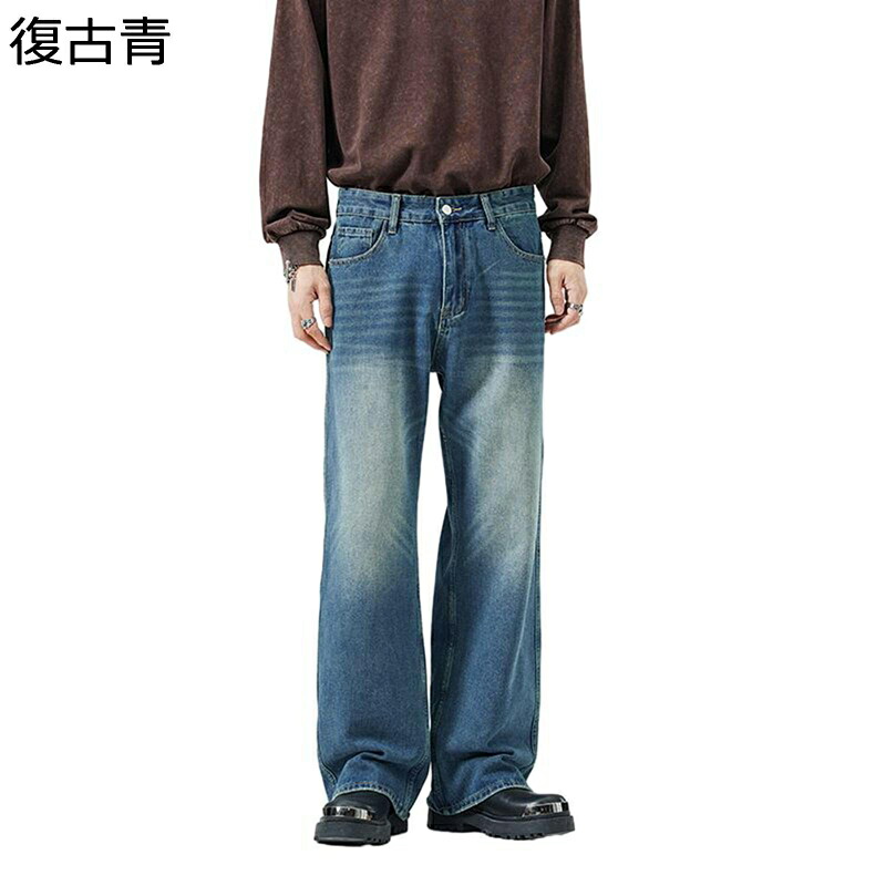 メンズ デニムパンツ デニム 日系 ストレート カーゴパンツ ブルー 男らしさ 男女通用 ポケット 下着 前開きジッパー Gパン カジュアル チノパン 脚長 着やせ 男性ツ ソフト かっこいい 多機能 ジュニア