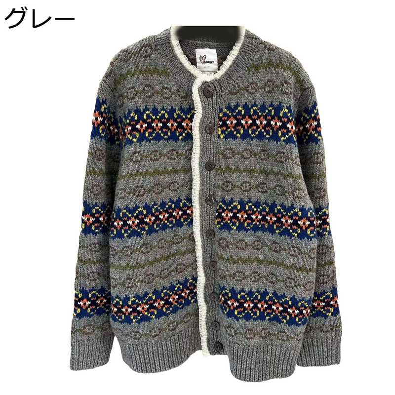 レディース ニットカーディガン 花柄 レトロ アウター 丸首 カーデ セータージャケット オシャレ 柔らかい ウール 長袖 トップス羽織 ショート丈 ゆったり 秋冬春 通勤 お出掛け