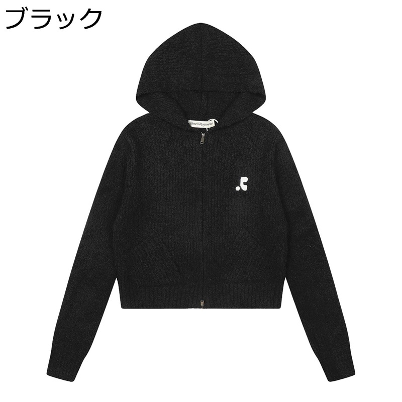 レディース ニットカーディガン ボレロ アウター セーター フード付き ジップアップ ニットジャケット 保温 暖かい 長袖 ショート丈 細身 ファッション 春秋 通勤 OL お出掛け