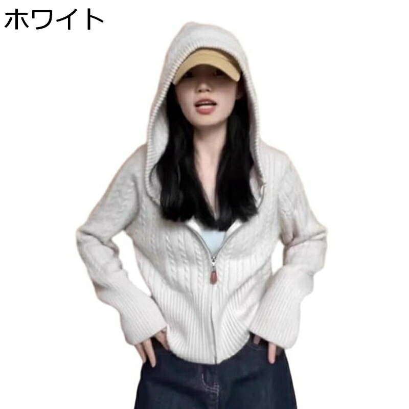 編み物ジレー レディース 羊毛100% ボレロ アウター スウェーター 無地 ボンネット付き添い人 ジップアップ 編み物上衣 もの柔らか 無地 遊撃手丈 お上さん 春服 通い 普段着