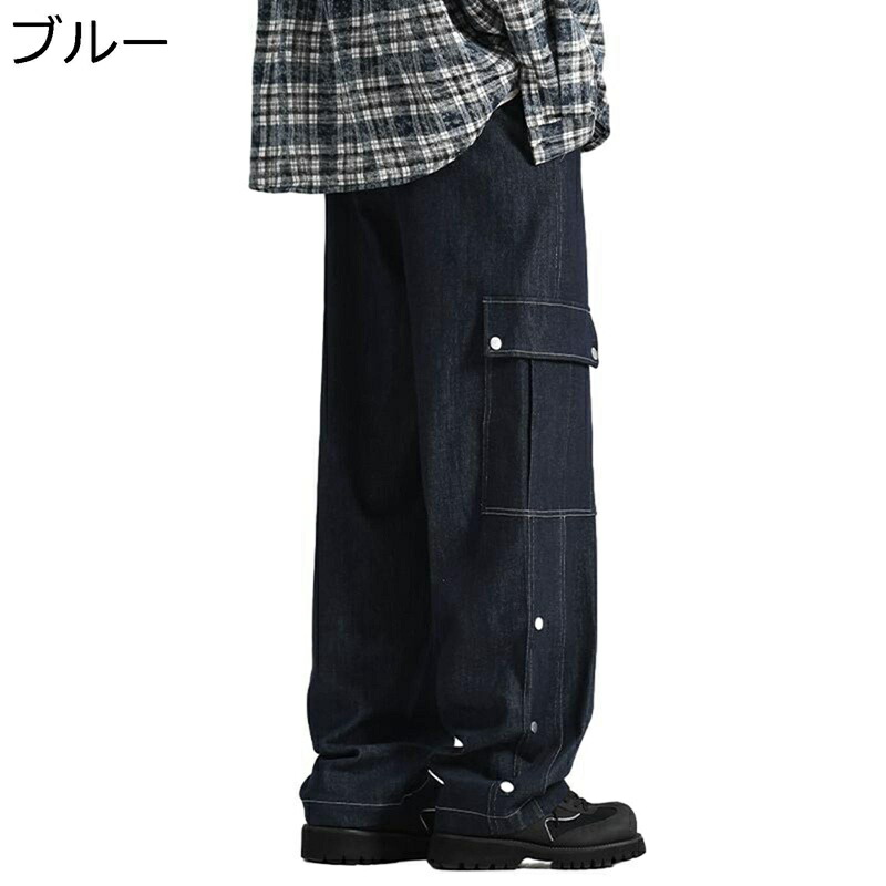 メンズ Gパン 綿60% ジーンズ デニムパンツ ポケット カジュアル コットン 綿混紡 ワイド ストレート ファッション 軽量 薄手 通気性 吸汗速乾 美脚 作業着 街着 アウトドア ワーク