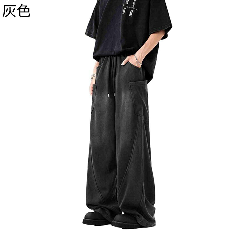 Gパン メンズ ジーンズ デニムパンツ ワイド ゆったり フレア ヴィンテージ 春秋用 ロングパンツ チノパン 体型カバー 日系 男らしさ ユニセックス ポケット付き アウトドア 学生