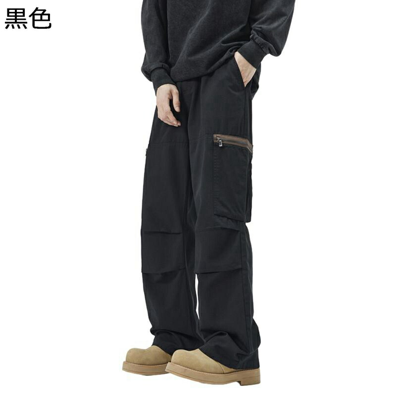 メンズ カーゴパンツ ワイドパンツツ S-4XL ブラック ブラウン 大きいサイズ マルチポケット ゆったり ルーズ 着痩せ 長ズボン 前開き カジュアル ボトムス 脚長 春秋 スポーツ 学生