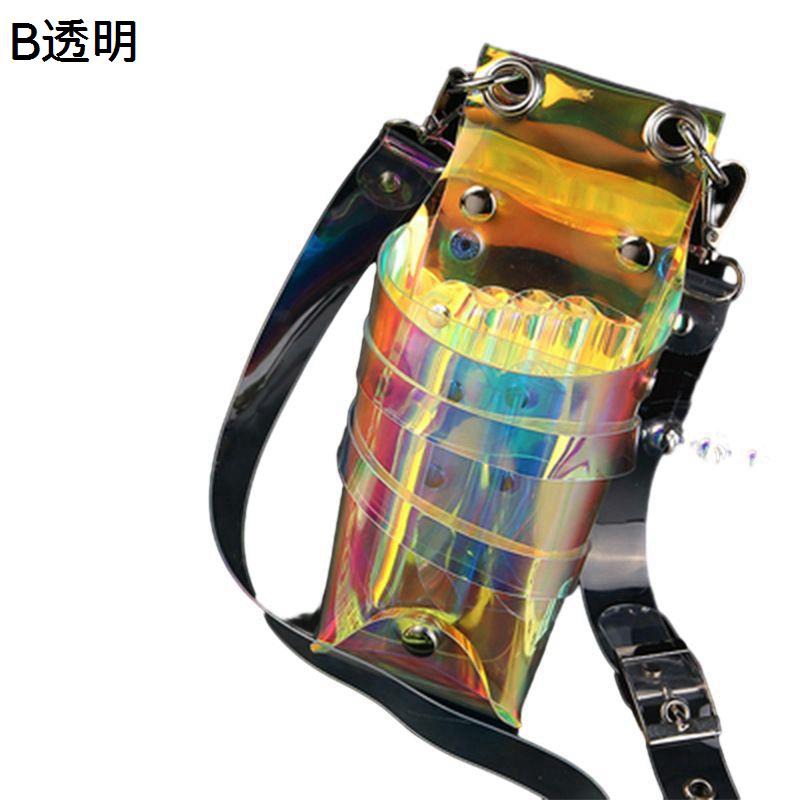 シザーケース シザーバッグ サロン道具 理容師 トリマー 透明 7丁挿し ボディバッグ プロ用 コーム ダッカールピンなどの収納 ヘアカット ツールポーチ 2way 携帯用 斜めがけ ストラップ付き