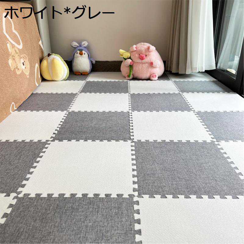 ジョイントマット クッションマット リネン 北欧 衝撃吸収 リビング 玄関 シームレス ずれ防止 滑りにくい 保護 防傷 耐久性 手入れ簡単 お手入れ簡単 柔軟 撥水 カット可能 EVA 製