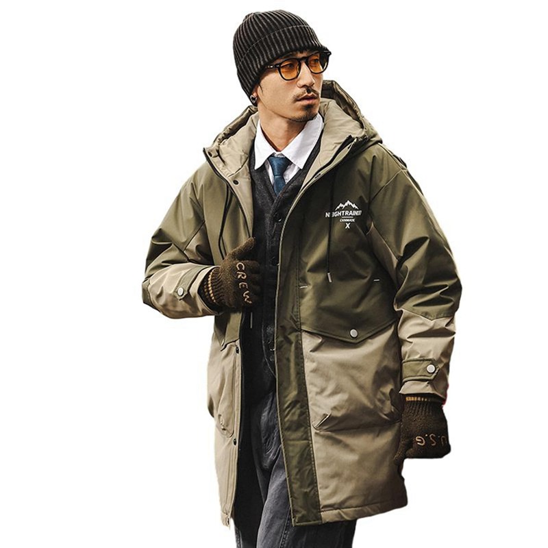 グースダウンジャケット ミドルロング丈 アウトドア ダウンコート メンズ アウトウェア M-7XL 防寒対策 冬服 軽量 厚め 保温性 あたたかい 防風 シンプル 大きいサイズ 切り替え おしゃれ 登