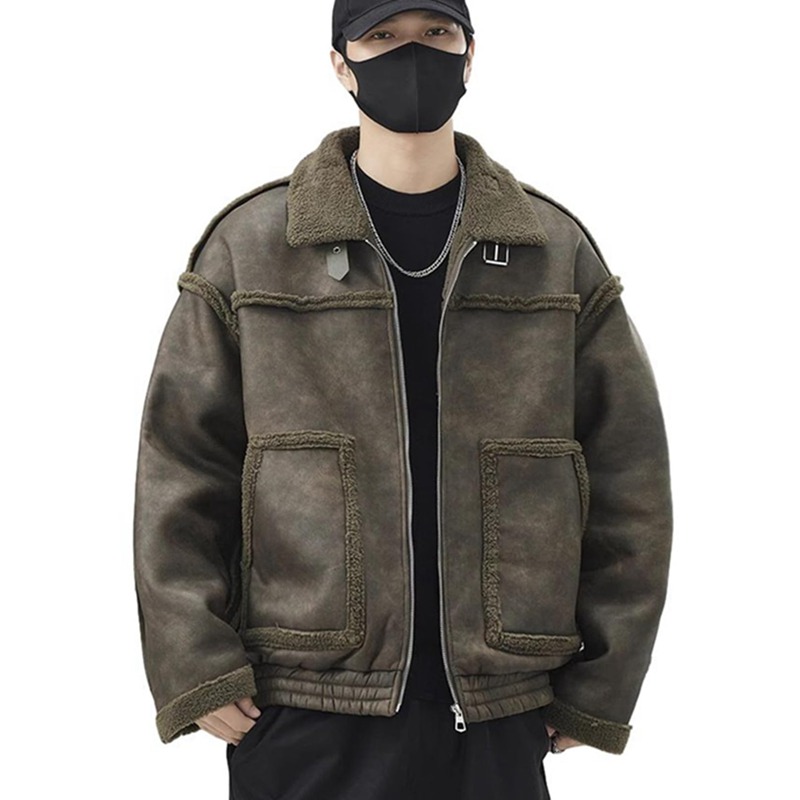 ムートンジャケット B-3 フェイクレザージャケット メンズ スエード M-3XL フェイクムートン ジャケット ライダースジャケット 革ジャン フライトジャケット ムートンコート 裏ボア 厚手 ゆっ|magnifico18