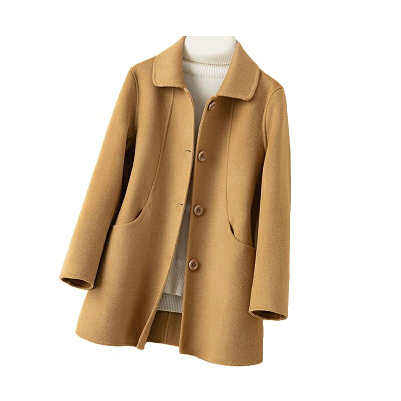 ウール100 ウールコート チェスターコート レディース ミドル丈 ビジネスジャケット 秋冬服 折り襟 ポケット きれい 体型カバー ゆったり エレガント ファッション 防寒着 通勤 普段 旅行|magnifico18