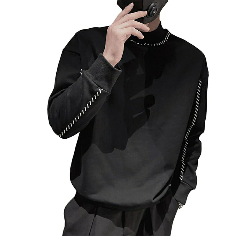 メンズ トレーナー 冬服 ハイネック スウェット 防風 保温 プルオーバー ロングtシャツ 長袖 丸首 シンプル お洒落 上着 パーカー ゆったり ヒップホップ 編み カジュアル ストリート 散歩 贈