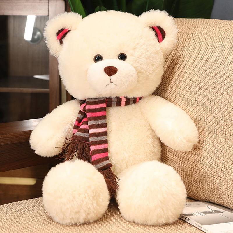 ふわふわ抱きまくら 可愛い 熊 オフホワイト 60cm テディベアぬいぐるみ 大きい スカーフ飾り 柔らかい キャラクター 萌え 癒される 飾り 七五三 キッズ お祝い返し バレンタインデー 成人祝い