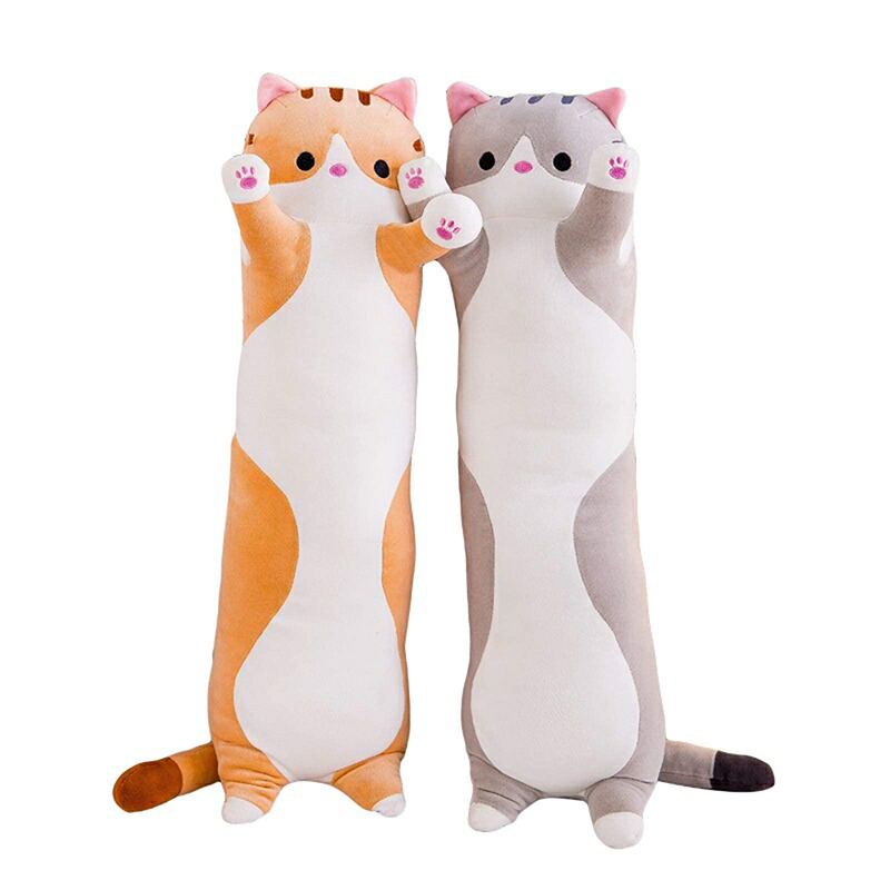 縫い包み ねこ 抱きまくら 癒し系 猫 添い寝まくら かわいい 贈り物 肌触り良い クッション 背当たれ 腰枕 うつ伏せクッション お昼寝まくら 動物 おもしろ プレゼント 部屋飾り ネコ グレー 5