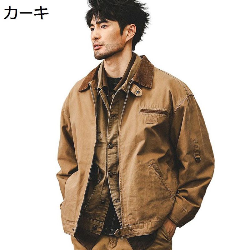 デトロイトジャケット メンズ ヘビーウェイト ショートコート ワーク 仕事着 アメカジ 復刻20世紀 レトロ ミシガンジャケット 米軍 折り襟 厚手 快適 ルーズ シンプル 春秋服 男性用 普段使い