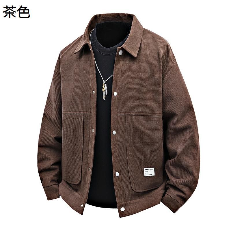 M-8XL コーデュロイジャケット メンズ ヘビーウェイト ショートコート ワークウェア アメリカン 古着 ワークジャケット 無地 折り襟 柔らかい 耐磨耗 ルーズ おしゃれ 春秋着 男女兼用 旅行
