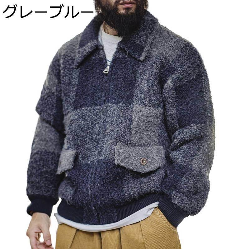 チェック柄 ラシャコート 折り襟 ワークジャケット ボタンダウン メンズ ヘビーウェイト ヴィンテージ シンプル ゆったり ラシャブルゾン 厚手 耐磨耗 春秋服 アウター アメカジ