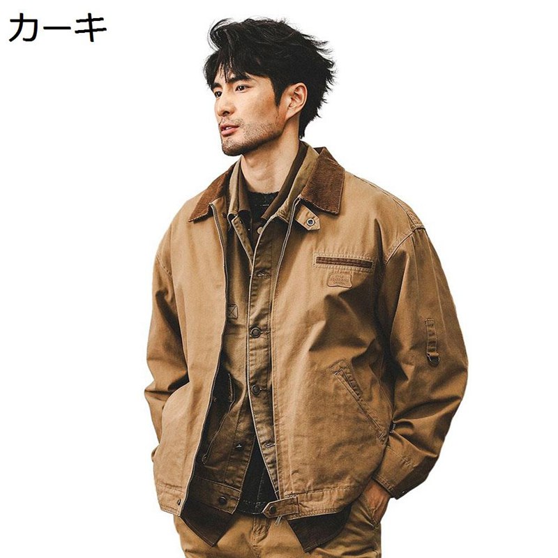 デトロイトジャケット メンズ ヘビーウェイト ブルゾン 仕事着 アメカジ 復刻20世紀 レトロ トラッカー 米軍 タンカースジャケット 多機能 折り襟 厚手 耐磨耗 ビッグシルエット かっこいい 春秋服