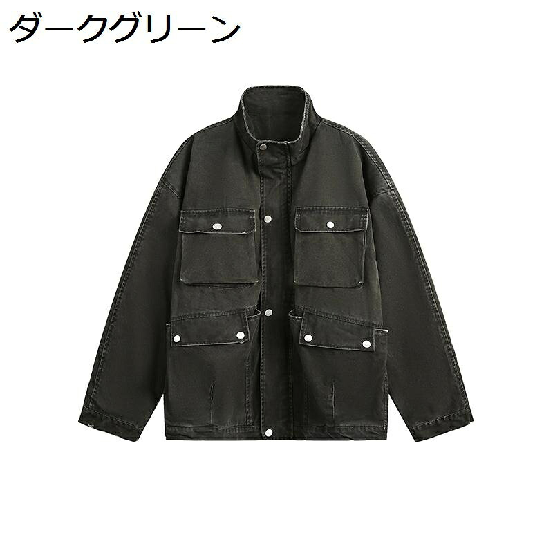 ミリタリージャケット メンズ ヘビーウェイト ワークジャケット 立ち襟 おしゃれ アメカジ ヴィンテージ風 ジャングル 米軍 厚手 快適 オーバーサイズ 無地 春秋着 ソーシャル レトロ ショットコート｜magnifico18