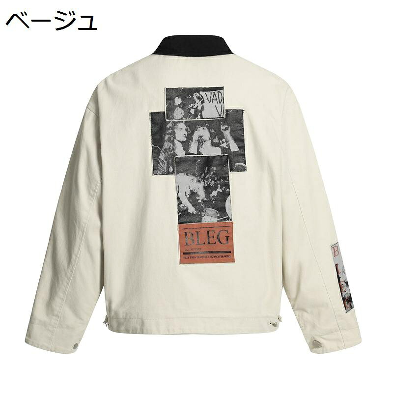 デトロイトジャケット メンズ ヘビーウェイト バックプリント ストリート系 おしゃれ ヒップホップ アメカジ 20世紀 ヴィンテージ ワークジャケット 折り襟 厚手 耐磨耗 体型カバー おしゃれ 春秋